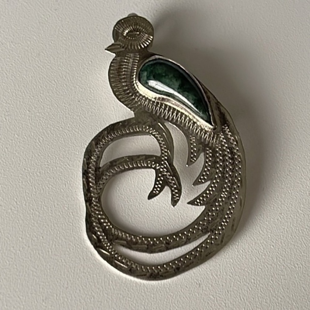 Elegant 925 silver brooch and pendent real stone